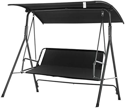 Outdoor Swing Seat Cover Replacement,600D Thickened Oxford Waterproof Sunscreen Porch Swing Cushions for Patio Furniture Garden Bench,Black,57.7X 19.5 x 19.5 in