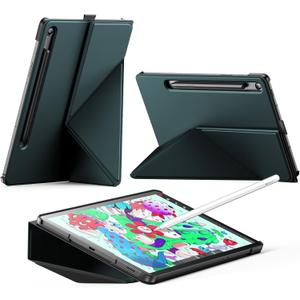 INFILAND Case for Samsung Galaxy Tab S10 Lite/Tab S10 FE/ S9 FE 5G 10.9 Inch/Tab S9 11 Inch, Slim Protective Cover with Multi-Angle Magnetic Origami Stand, Auto Wake/Sleep (Midnight Green)