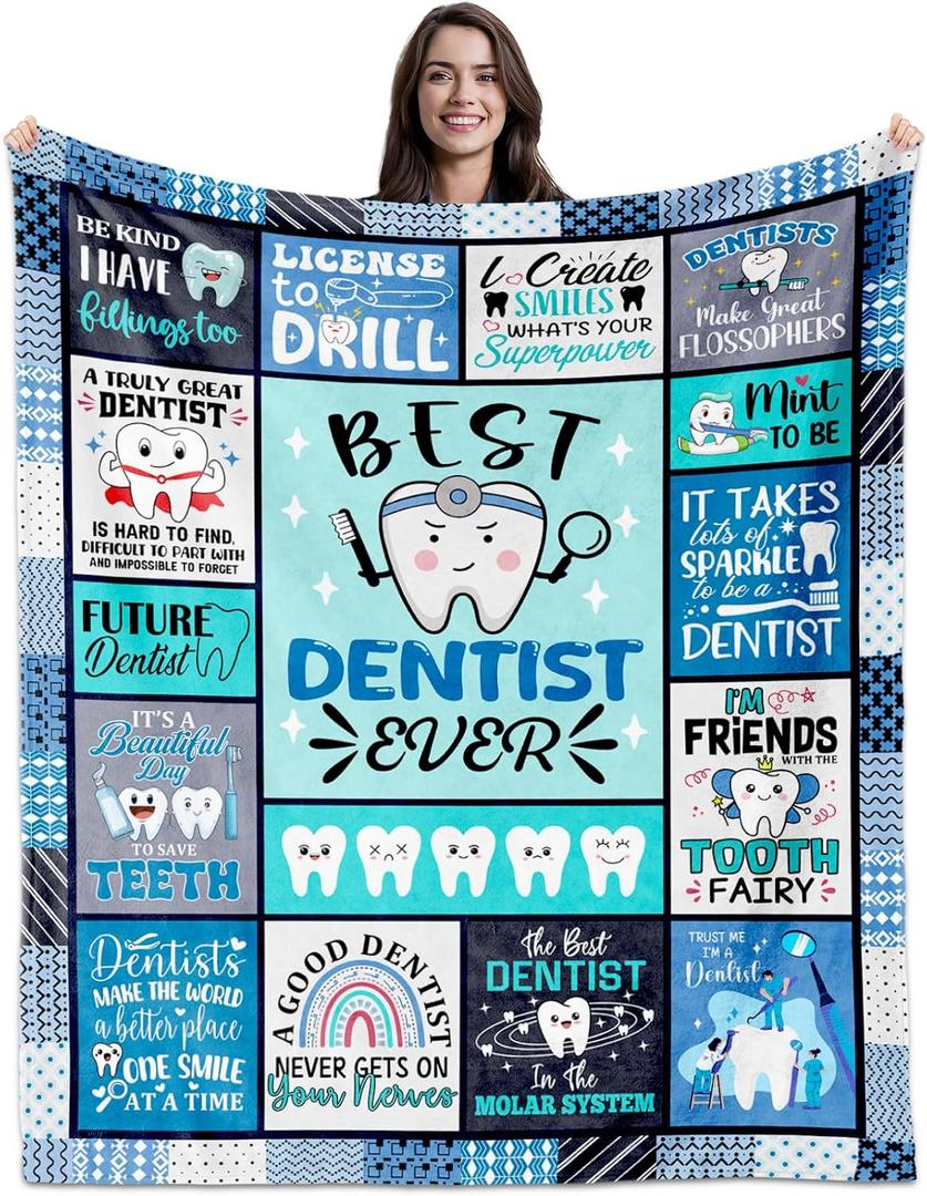 Dentist Gift Throw Blanket 60"X50", Dentist Gifts for Women Men, Dentist Appreciation Gifts, Gifts for Dentist Christmas/Birthday, Dentist Graduation Gifts, Best Dentists Gifts