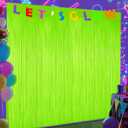 Glow in The Dark Party Supplies,3 Pack Neon Party Decorations,9.9 X 6.6 ft  Tinsel Foil Fringe Curtains Macaron Yellow,Photo Booth Prop Backdrop Streamer for Birthday Party Streamer Decor