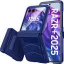 Vizvera for Motorola Razr+(Plus) 2025 Case with Hinge Cover,Built-in Screen Protector Shockproof All-Inclusive Smartphone Cover Wireless Charging for Motorola Razr+(Plus) 2025 (Blue)