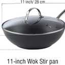 Cooks Standard Nonstick Stir-Fry Wok Pan 11-Inch, Hard Anodized Deep Frying Pan with Glass Lid, Flat Bottom, Black
