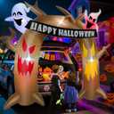 TURNMEON 5 Ft Halloween Inflatable Outdoor Decorations, Trunk or Treat Car Decorations, Halloween Blow Up Dead Tree Arch with Haunted Ghosts Hold Banner Build-in LEDs for Outdoor Decor