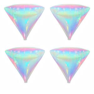 4Pcs Iridescent Diamond Balloons for Christmas/Clear Foil Transparent Rainbow Balloons/Multicolor Star Gorgeous Balloon/Under The Sea Party Mermaid Party Balloon