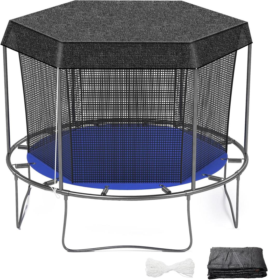 Windyun Trampoline Cover Black Sunshade Tent Top Cover for Round Trampoline Outdoor Sports Accessories, Tent Only (9.84 ft)