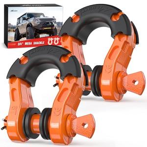 Nilight 2 Pack 3/4" Mega D-Ring Shackle with 7/8" Screw Pin 68,000LBS Break Strength, Heavy Duty Off Road Recovery Shackle for Use with Tow Strap, Winch, Off-Road Jeep Truck Vehicle, Orange