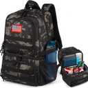 Tactical Double Deck Cooler Backpack for Men, Large Lunch Backpack with 2 Compartment, Soft Cooler Bag, Camo Black, Large
