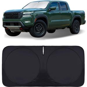 Foldable Windshield Sun Shades for 2021-2023 Nissan Frontier, Sunshade Cover Protector Custom Fit Nissan Xterra Armada Reflector Sun Visor Front Window Shade Cool Car Accessories-(61" x 33.5")