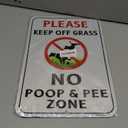 Keep Off Grass No Pet Waste Zone Sign, Aluminum Metal, Black and Red, 18x12 Inch, UV Protected, Outdoor, 2 Pack