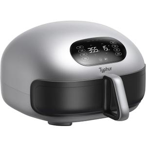 Typhur Dome 2 AI Smart Air Fryer, Large Flat Airfryer with Top & Bottom Heating, Self-cleaning Digital Fryer, PFAS free Ceramic Basket, Fits a 12" Pizza or Steaks, Whisper-Quiet, 120V (Silver)