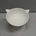 Ceramic Raised Cat BowlTilted Raised Bowl Anti Vomit for Indoor Cats Whisker Friendly Pet Feeder for Cats Puppies, Microwave and Dishwasher Safe (White-2 Pack)