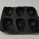 JETKONG Skull Cake Pan Silicone Skull Cakelet Mold Skull Pirate Cake Tin Baking Pan (Black)