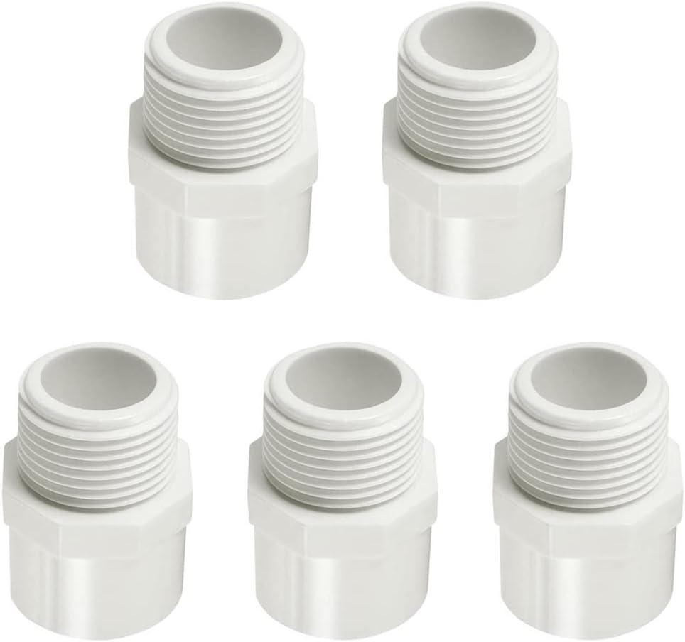 1-1/2" PVC Pipe Fitting Adapter Connector Union Coupling Schedule 40 (Slip Socket x NPT Male Pipe Thread), Pack of 5