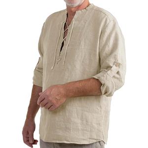 Men's Casual 100% Cotton Linen Shirt Long Sleeve Small size