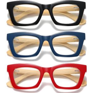 Hubeye Square Reading Glasses for Women Men Blue Light Blocking Computer Fashion Style Readers with Spring Hinge