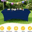 Smiry 2 Pack Spandex Table Cloth 4FT, Elastic Fitted Stretch Tablecloths, Washable and Wrinkle Free Rectangular Patio Table Cover for Outdoor, Wedding, Banquet & Parties (Navy, 48Lx30Wx30H Inch)