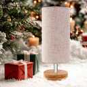 Bedside Table Lamps, Table Lamp for Bedroom, Lamps for Night Stands with Linen Lampshades, Small Table Lamp for Living Room, Office (Bulb Excluded) (Wood)