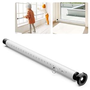 Abiglifty Sliding Door Security Bar, 1750inch Adjustable Window Security Bar with Rubber Tips, Heavy Duty Sliding Patio Door Security Bar,for Home Apartment Travel, White