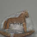 DOITOOL Wooden Rocking Horse Decor 7.08X7.08X2.36 Inch Table Decoration Centerpiece for Home Decor Craft Wedding Gift and Art Furnishing