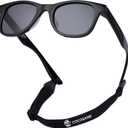 COCOSAND Kids Sunglasses with Strap Polarized Flexible Frame Soft Silicone Nose Pads for Toddler Boys Girls Ages 2-6 (Black With Grey Lens)