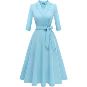 Meetjen Women's Vintage Tea Dress Fit and Flare 3/4 Sleeve Elegant Cocktail Party Formal Church Dresses 2026, Xlarge