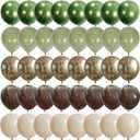 Sage Green Brown Safari Balloons, 60PCS Dusty Olive Green Coffee Beige Metallic Gold Eucalyptus Latex Balloon, Camo Army Hunting Balloons for Woodland Baby Shower Birthday Party Decorations Supplies