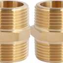 2PCS Brass Nipple Fitting 1" x 1" NPT Male Hex Adapter by CX WONDERLAND