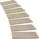 PURE ERA Bullnose Carpet Stair Treads Set Tape Free Non-Slip Indoor Stair Protectors Pet Friendly Rugs 9.5" x 30"(2 Pieces,Cream Gray Rectangular), 2 Pieces with Bullnose