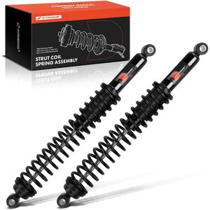 A-Premium Rear Towing Shocks Absorbers - Compatible with Chevrolet Silverado 1500, Tahoe and GMC Sierra 1500, Yukon and Dodge Ram 1500 and Nissan Titan - 2x Load Adjusting Shocks with Coil Spring