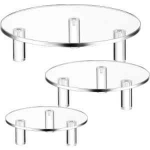 3 Pcs Round Acrylic Display Riser Clear Round Stands Clear Pedestal Riser Board for Cake Plant Dessert Jewelry Collectibles Cupcakes Figures Organizer Home Decor Wedding Birthday Party(6'',8'',10'')