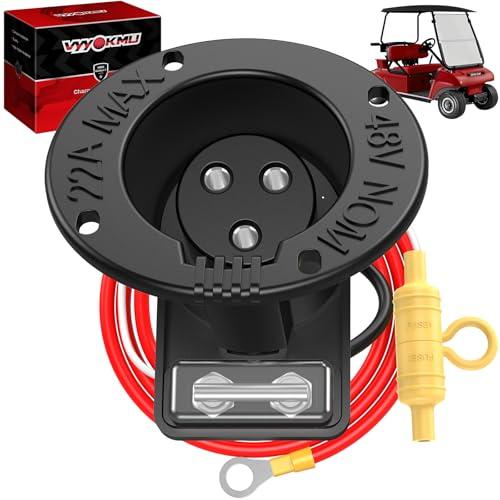 VYYOKMU 48Volt Golf Cart Club Car DS DC Charger Receptacle with Fuse for Club Car DS 1995-UP, Club Car Golf Cart Charging Port OEM# 101802101 1018021-01 101846801, Charger Receptacle and Fuse Assembly