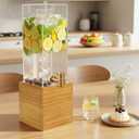 2 Gallon Drink Dispenser for Parties, Beverage Dispenser with Airtight Valve, Large Water Drink Dispenser, Water Dispenser with Wood Stand, Lemonade Dispenser for Water, Juice,Cocktails,Ice Tea