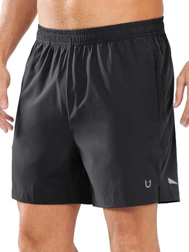NORTHYARD Mens Gym Workout Shorts 5'' Running Quick Dry Casual Athletic Basketball Shorts, Black, L