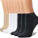 CHARMKING 8 Pairs Ankle Novelty Socks for Women Non Slip Cotton Socks No Show Socks Classic Low Cut Casual Socks (Black/ White/ Beige)