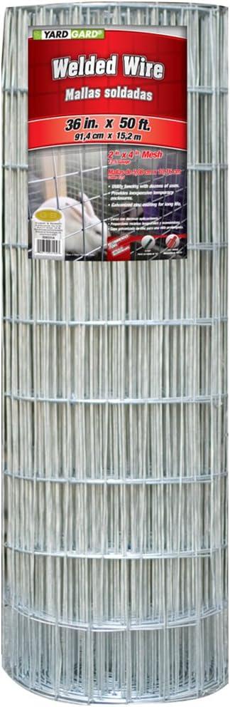 YardGard  2 Inch by 4 Inch Mesh Welded Wire Fence  36 Inches by 50 Feet  12.5 Gauge Galvanized Steel  for Animal Enclosures | Garden Protection | Property Fencing | Rabbit and Utility Use