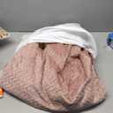 Exclusivo Mezcla Fleece Queen Size Blanket for Bed, 90x90 Inches Soft Cozy Jacquard Flannel Blankets, Lightweight Fuzzy Plush Warm for Women, Dusty Pink, Queen ( 90x90 IN )