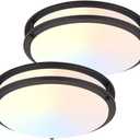 DAKASON 2Pack LED Flush Mount Ceiling Light Fixture, 13 20W On/Off Switch to Select 3000K/4000K/5000K, Dimmable Ceiling Lamp for Kitchen, Living Room, Hallway, Oil Rubbed Bronze (ORB)