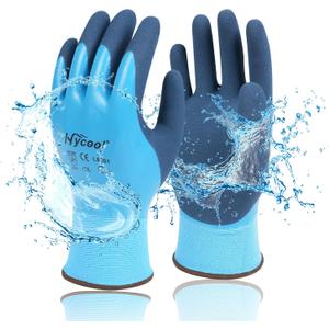 Waterproof Work Gloves for Men and Women, Hycool Thermal Insulated Freezer Rubber Coated Gloves,Super Grip L6201, Large, Pack of 1, Blue