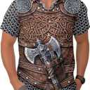 Mens Halloween Hawaiian Shirt, Horror Friends Shirts for Men Women Short Sleeve (Brown, XL)