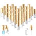 Zhehao 200 Pcs Mini Spray Bottles 2 ml Clear Glass Perfume Bottles Refillable Fine Mist Perfume Atomizer Portable Empty Sample Containers for Cleaning, Essential Oils, Travel (Gold Cap)