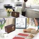 LoopTone FM AM Radio Retro Wood Radio with Bluetooth Play Mp3 and Antenna Built in Speaker for Kitchen Living Room Coffee