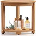 Waterproof Corner Shower Stool for Inside Shower, Poly Lumber Shower Bench Seat Chair, Bath Shower Stool for Shaving Legs Foot Rest with Storage Shelf, Adjustable & Non-Slip Feet, Teak Brown