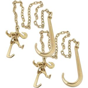 Mytee Products 2 Pack 5/16"x8' Leg G70 15" Long Shank J Hook Tow Chain w/RTJ Cluster Hook & Grab Hook - 4700 lbs WLL Heavy Duty Transport Truck Chain for Car Wrecker Recovery - Towing Equipment