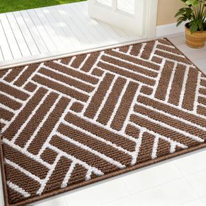 OLANLY Indoor Door Mat, 36x24 Inch, Dirt Resistant and Absorbent, Non-Slip Rubber Backing Floor Mats, Easy Clean Low-Profile Doormat for Entryway, Front Door, and Inside Entrance, Coffee