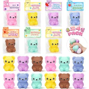 Jumlys Valentines Day Gifts for Kids Classroom, 24 Packs Cute Bear Squeeze Toys with Valentines Day Cards for Kids School, Valentine Day Party Favors for Boys Girls, Ideal Exchange Cards for Classroom