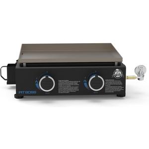 Pit Boss 2-Burner Propane Gas Portable Tabletop Griddle Grill with Soft Cover, 265-Sq. In. (18.5' L x 14.33' W) Cooking Space, 18,000 BTU, for Tailgating, Camping, and Traveling, Black