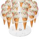 Ice Cream Cone Holder, Clear 16 Holes Food Stand,Acrylic Waffle Cone Display Stand,Hand Roll Sushi Popcorn stand Rack for Kids Party Birthday Wedding Decoration
