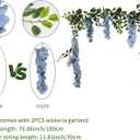 Wisteria Artificial Flowers Garland 2PCS 5.91FT/Peice Fake Wisteria Vines Dusty Blue Faux Wisteria Rattan Silk Hanging Flowers for Wedding Arch Decorations Garden Floral Decor (Dusty Blue)