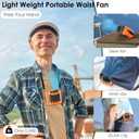Waist Fan Belt Fan, Portable Waist Clip Personal Fans, Rechargeable Shirt Fans, 10000 mah 5 Speed & Flashlight Handfree Lightweight For Outdoor Camping Travel Hiking (Orange)