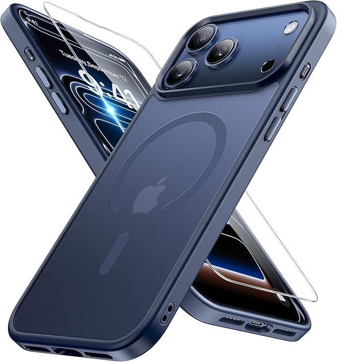 Compatible with iPhone 17 Pro Max Case with Screen Protector, Shockproof, Compatible with MagSafe, 3-Layer Drop Protection, Heavy Duty Magnetic Phone Case Cover, 6.9", Blue/Gray